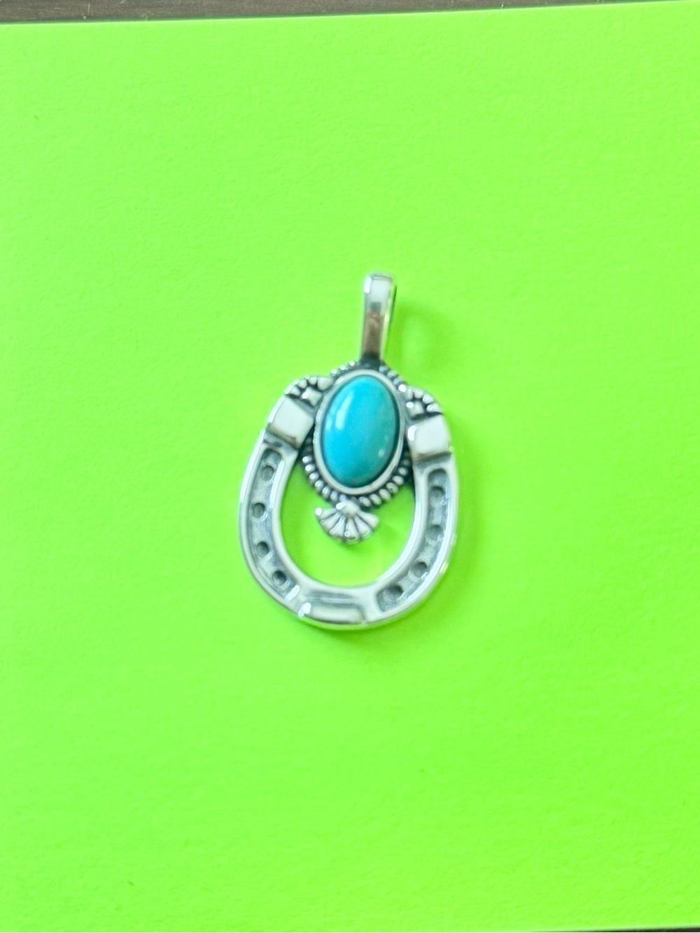 James Avery Western Horseshoe Gemstone Pendant with Turquoise